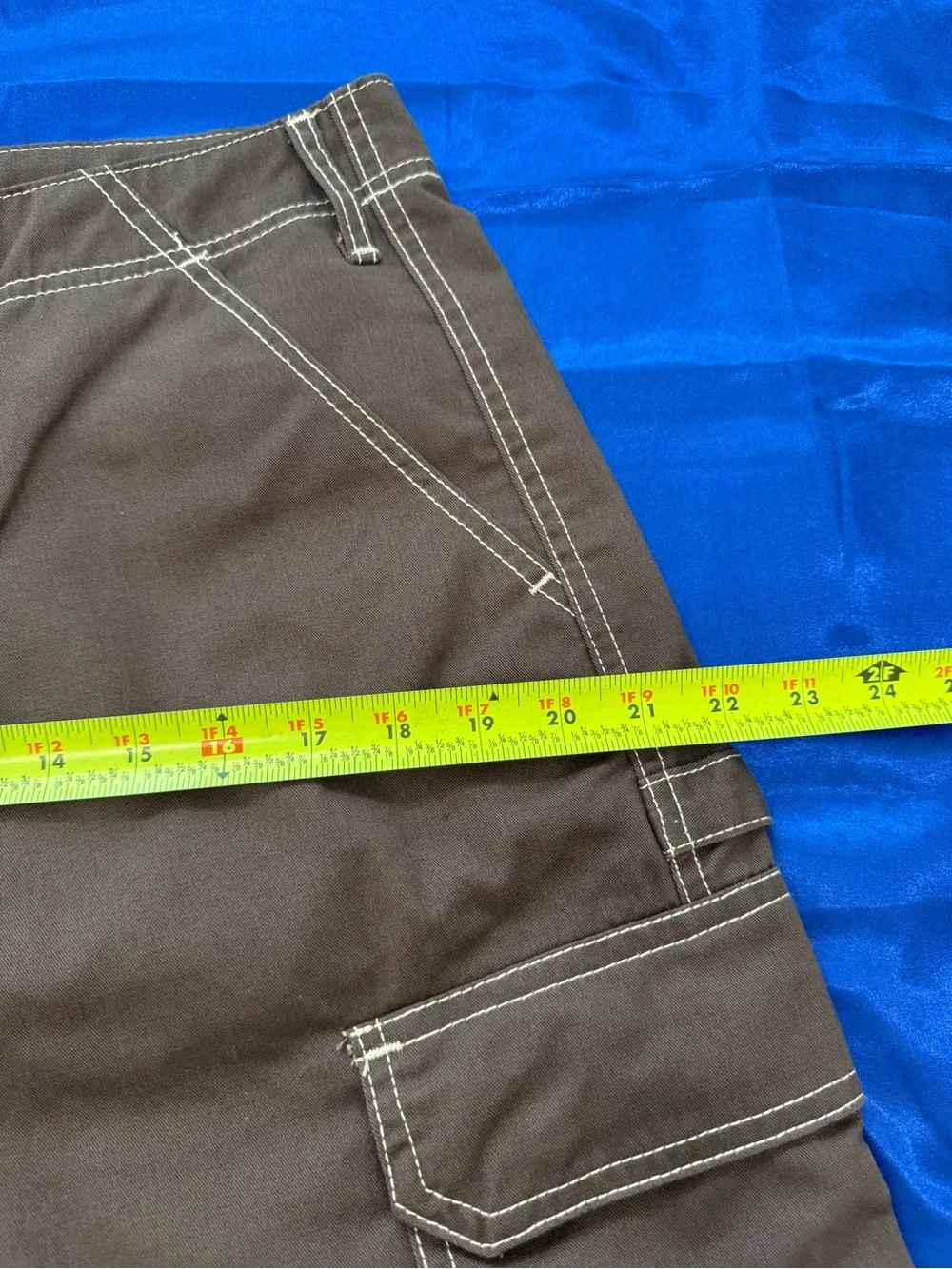 True Religion Brown / Bracken Utility Cargo Shorts with Contrast Stitching - 32